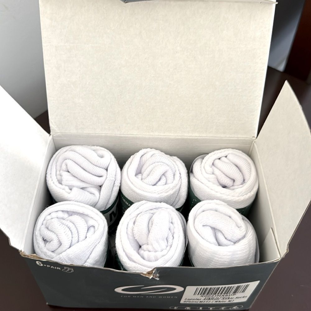 Lapulas Women’s Athletic Ankle Socks Set, 6 Pairs, Medium, White, Low Cut NEW